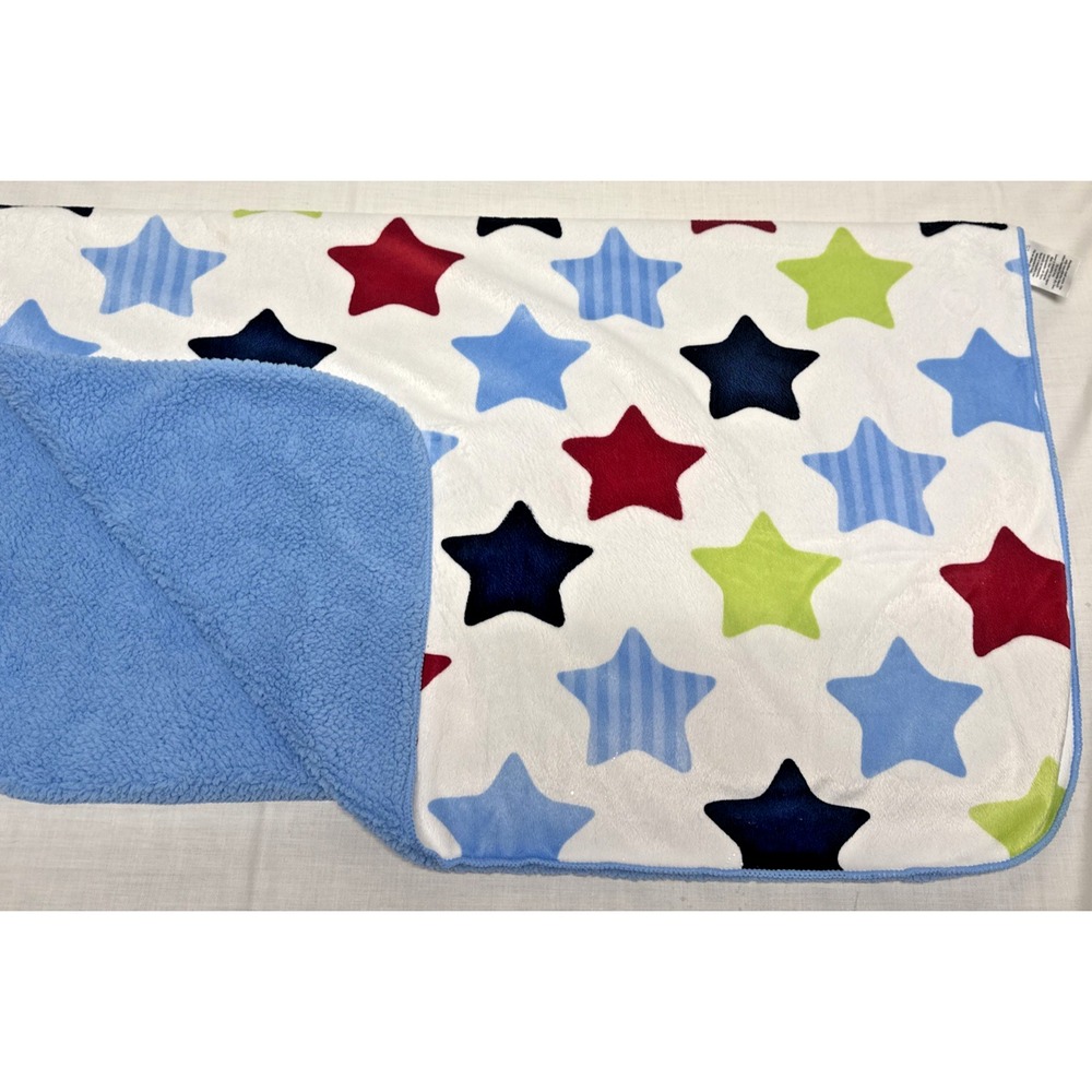 Garanimals Walmart Baby Star Plush Blanket Blue Back Sherpa Baby Boy